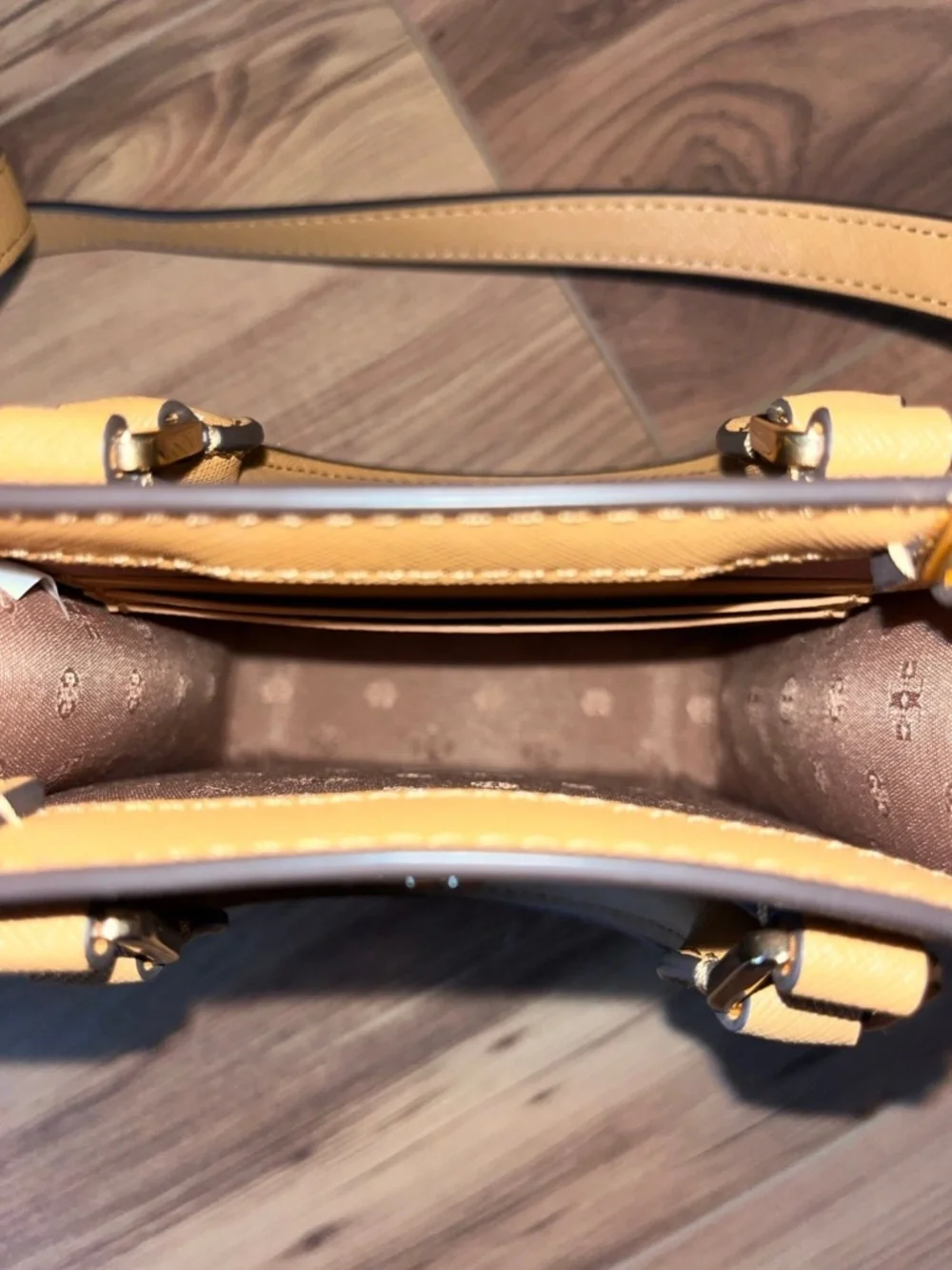 Tory Burch Emerson Tan Cardamom Mini Shopper Tote Crossbody Purse